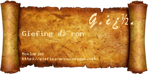 Giefing Áron névjegykártya