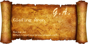 Giefing Áron névjegykártya